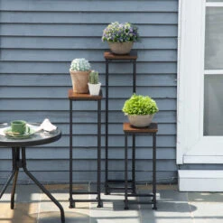 Outsunny Set Of 3 Outdoor Plant Stand, Nesting Display End Table, Plant Shelf Corner Planter Pot Rack For Indoor Outdoor Home Patio Garden Décor -Outsunny rzsd4d183571b3a32
