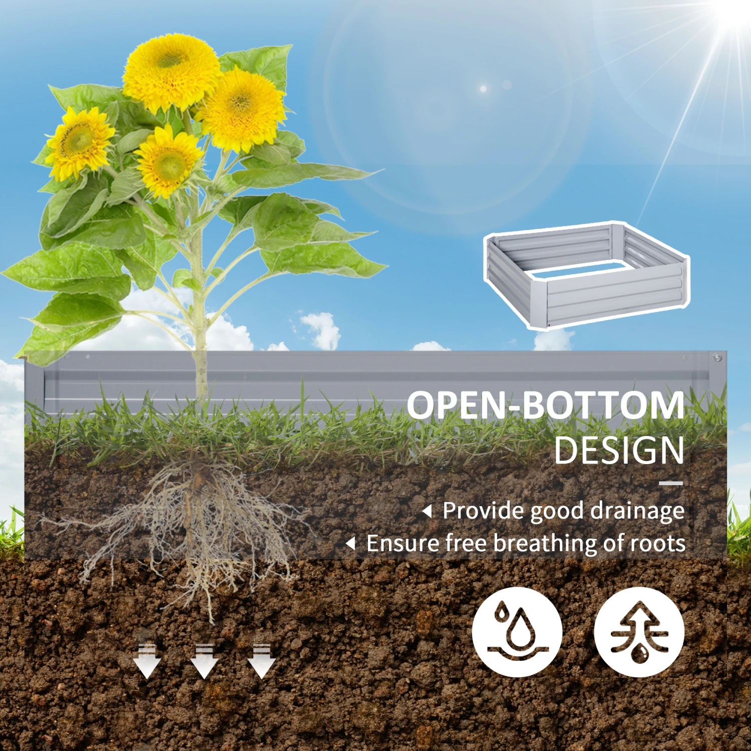 Outsunny Set Of 2 Raised Garden Bed Galvanized Steel Planter Boxes Easy Quick Setup 5 Outsunny Set Of 2 Raised Garden Bed Galvanized Steel Planter Boxes Easy Quick Setup - Image 5
