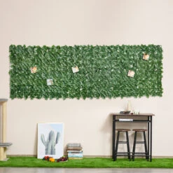 Outsunny 118" X 39" Artificial Ivy Privacy Fence, Wall Screen Faux Greenery, Leaves Decoration For Outdoor Garden, Backyard Décor, Balcony, Patio, Dark Green -Outsunny s5d2a1180204d0796