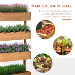 Outsunny Vertical Garden Planter, Wooden 4 Tier Planter Box, Self-Draining With Non-Woven Fabric For Outdoor Flowers, Vegetables & Herbs 12 Outsunny Vertical Garden Planter, Wooden 4 Tier Planter Box, Self-Draining With Non-Woven Fabric For Outdoor Flowers, Vegetables & Herbs -Outsunny s8Da09188c3b8e4ad