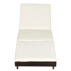 Outsunny Patio Chaise Lounge, Pool Chair With 5 Position Adjustable Backrest & Cushion, Outdoor PE Rattan Wicker Sun Tanning Seat, 28", Cream -Outsunny sD2e5a17e70ebb1a9