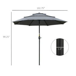 Outsunny 9' 3-Tier Patio Umbrella, Outdoor Market Umbrella With Crank And Push Button Tilt For Deck, Backyard And Lawn, Dark Grey -Outsunny sFac17180fa54a3a6