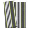 Outsunny Reversible Outdoor Rug Carpet, 9' X 12' Waterproof Plastic Straw Rug, Portable RV Camping Rugs With Carry Bag, Large Floor Mat For Backyard, Deck, Picnic, Beach, Green & Gray Striped