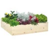 Outsunny Wooden Raised Garden Bed Kit, Elevated Planter Box With Bed Liner For Backyard, Patio To Grow Vegetables, Herbs, And Flowers, 4' X 4' X 12"