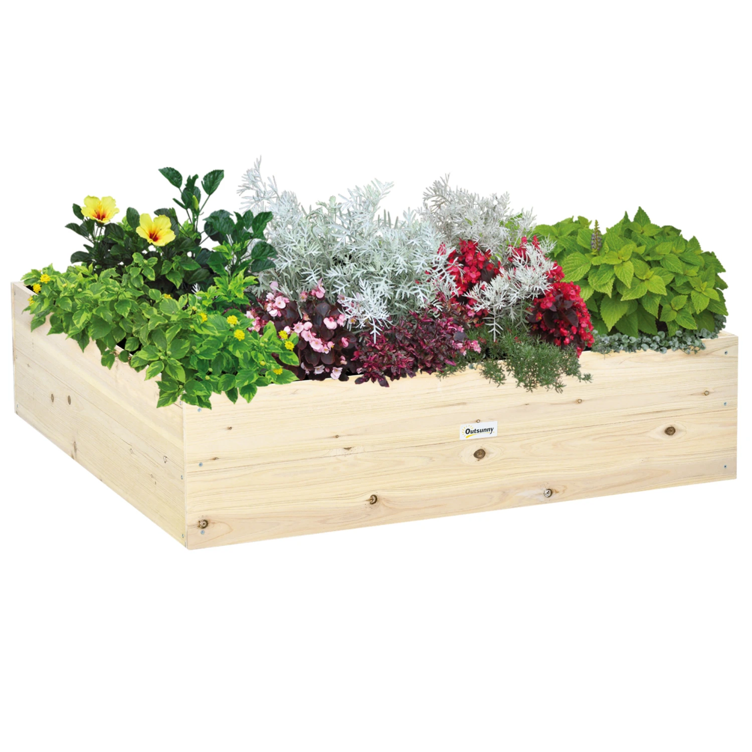 Outsunny Wooden Raised Garden Bed Kit, Elevated Planter Box With Bed Liner For Backyard, Patio To Grow Vegetables, Herbs, And Flowers, 4' X 4' X 12" 1 Outsunny Wooden Raised Garden Bed Kit, Elevated Planter Box With Bed Liner For Backyard, Patio To Grow Vegetables, Herbs, And Flowers, 4' X 4' X 12"