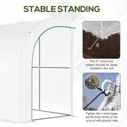 Outsunny 10' X 5' X 7' Outdoor Walk-In Greenhouse, Plant Nursery With Zippered Doors, PE Cover And 3 Wire Shelves, White -Outsunny sL5a0917f911c9d4d