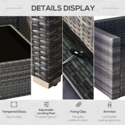 Outsunny 7 Piece Outdoor Patio Furniture Set, PE Rattan Wicker Sectional Sofa Set With Couch Cushions, Throw Pillows And Black Coffee Table, Double Gray 20 Outsunny 7 Piece Outdoor Patio Furniture Set, PE Rattan Wicker Sectional Sofa Set With Couch Cushions, Throw Pillows And Black Coffee Table, Double Gray -Outsunny sY775617f772b4062