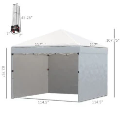 Outsunny 10' X 10' Pop Up Canopy Tent With 3 Sidewalls, Leg Weight Bags And Carry Bag, Height Adjustable, Instant Party Tent Event Shelter Gazebo For Garden, Patio, Cream -Outsunny sYDc17185c765befd