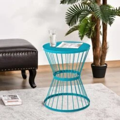 Outsunny 16" Steel Patio Side Table, Garden End Table With Hourglass Design, Accent Table For Outdoor And Indoor Use, Blue 15 Outsunny 16" Steel Patio Side Table, Garden End Table With Hourglass Design, Accent Table For Outdoor And Indoor Use, Blue -Outsunny sbY41417e689fac9b