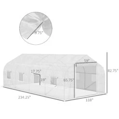 Outsunny 20' X 10' X 7' Walk-in Tunnel Greenhouse With Zippered Mesh Door & 8 Mesh Windows, Gardening Plant Hot House With Galvanized Steel Hoops, White -Outsunny setc171889fabcb77