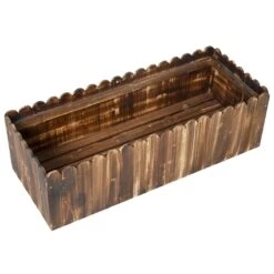 Outsunny 40" X 16" X 12" Raised Planter Box Garden Scalloped Edge Wooden