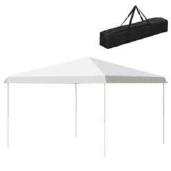 Outsunny 13' X 13' Pop Up Canopy Tent, Instant Sun Shelter, Tents For Parties, Height Adjustable, With Wheeled Carry Bag For Outdoor, Garden, Patio, Parties, White