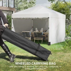 Outsunny 10' X 10' Pop Up Canopy Tent With 3 Sidewalls, Leg Weight Bags And Carry Bag, Height Adjustable, Instant Party Tent Event Shelter Gazebo For Garden, Patio, Cream -Outsunny sgJ4351898769f96d