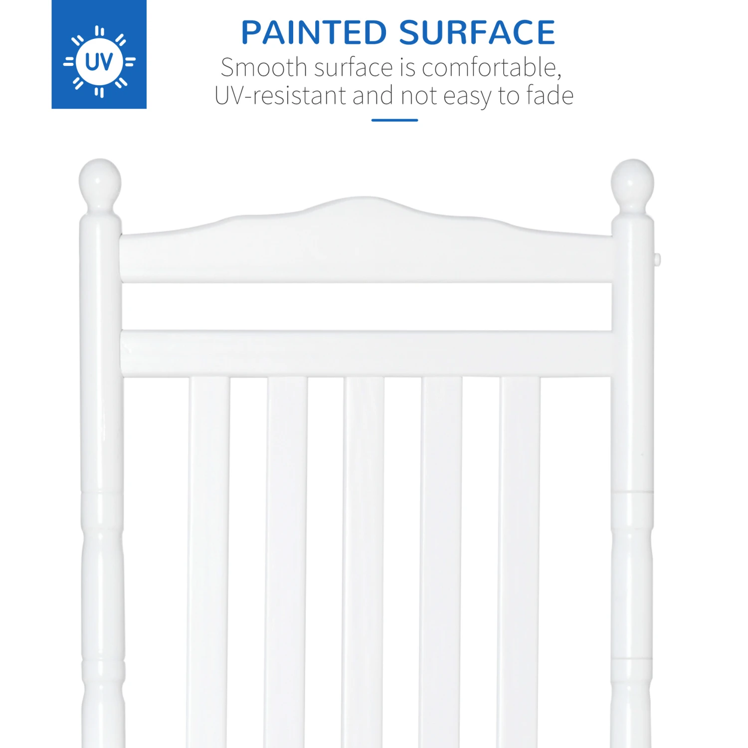 Outsunny Traditional Wooden High-Back Rocking Chair For Porch, Indoor/Outdoor, White 7 Outsunny Traditional Wooden High-Back Rocking Chair For Porch, Indoor/Outdoor, White - Image 7