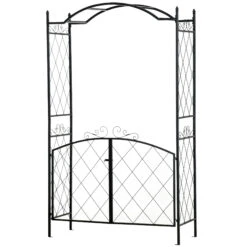 Outsunny 85'' Metal Garden Arbor With Gate, Outdoor Steel Arch With Scrollwork For Climbing Vines, Ground Mountable Columns 21 Outsunny 85'' Metal Garden Arbor With Gate, Outdoor Steel Arch With Scrollwork For Climbing Vines, Ground Mountable Columns -Outsunny sqZbf117e6831df8f