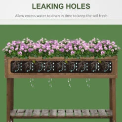 Outsunny Wooden Raised Garden Bed, Elevated Planter Box Stand With 8 Slots And Open Shelf, Dark Brown -Outsunny sri756188c795117f