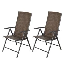 Outsunny 2-Piece PE Rattan Wicker Patio Recliner Set With Folding Design, Quality Steel Frame & All-Weather Build, Grey