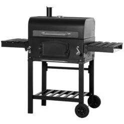 Outsunny 48" Charcoal BBQ Grill And Smoker Combo With Adjustable Height, Portable, Folding Shelves, Thermometer, Bottle Opener, And Wheels -Outsunny t0Idaa18062da9020