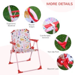 Outsunny Kids Folding Picnic Table And Chairs Set Rabbit Pattern For Outdoor Garden Patio Backyard With Removable & Height Adjustable Sun Umbrella, Red -Outsunny t7a88c1833e803f42