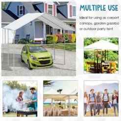 Outsunny 10'x20' Carport Heavy Duty Galvanized Car Canopy With Included Anchor Kit, 3 Reinforced Steel Cables, White -Outsunny tCv50917e6956c524
