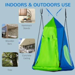 Outsunny Kids Pod Swing, Waterproof Flat/Tent Chair Seat, Ventilating Hanging Swing, With Screen Window, Rolling Door, For Indoor & Outdoor Use, Green 17 Outsunny Kids Pod Swing, Waterproof Flat/Tent Chair Seat, Ventilating Hanging Swing, With Screen Window, Rolling Door, For Indoor & Outdoor Use, Green -Outsunny tI888c180b0b99e75