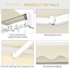 Outsunny 10' X 8.2' Outdoor Patio Motorized/Manual Retractable Outdoor Awning With Material Resistant To Water - Beige -Outsunny tSEb101831c264837