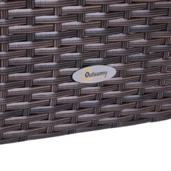 Outsunny 22'' Rattan Wicker Side Table With Steel Frame, Umbrella Insert Hole, Sand Bag For Outdoor, Patio, Garden, Backyard, Brown -Outsunny tbYa9a17e6b5778c6