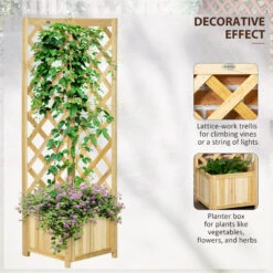 Outsunny Wooden Raised Garden Bed, Planter With Trellis For Vine Climbing And Vegetables, Herbs, And Flowers Growing 12 Outsunny Wooden Raised Garden Bed, Planter With Trellis For Vine Climbing And Vegetables, Herbs, And Flowers Growing -Outsunny tgZa0918528d35191