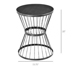 Outsunny 16" Steel Patio Side Table, Garden End Table With Hourglass Design, Accent Table For Outdoor And Indoor Use, Black -Outsunny ti985517e6ca11431