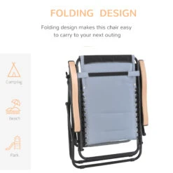 Outsunny Foldable Outdoor Lounge Chair With Footrest, Oversized Padded Zero Gravity Lounge Chair With Headrest, Cup Holders, Armrests, For Camping, Lawn, Garden, Pool, Gray 19 Outsunny Foldable Outdoor Lounge Chair With Footrest, Oversized Padded Zero Gravity Lounge Chair With Headrest, Cup Holders, Armrests, For Camping, Lawn, Garden, Pool, Gray -Outsunny tkn6db17e6a572b98