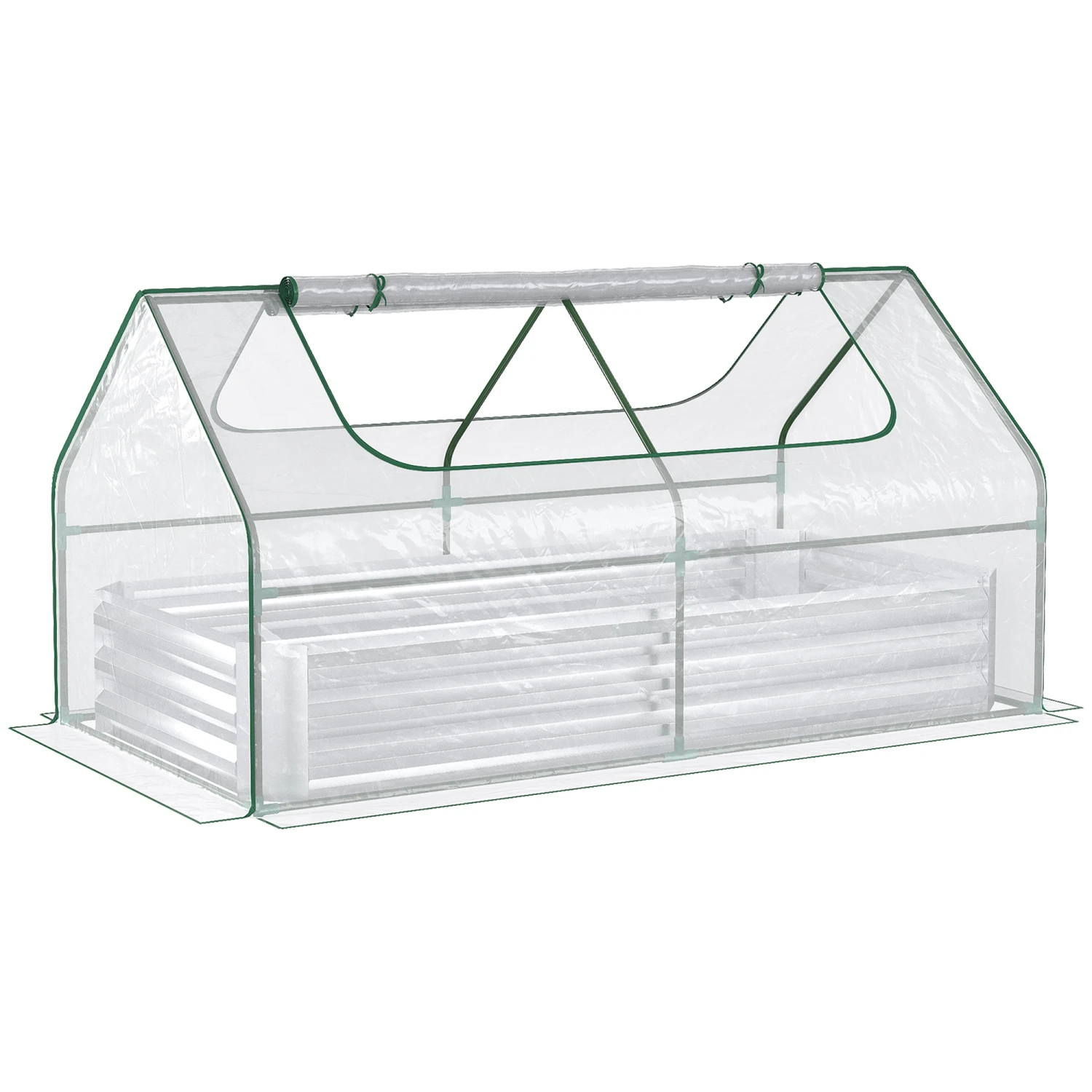 Outsunny Galvanized Raised Garden Bed With Mini Greenhouse Cover, Outdoor Metal Planter Box With 2 Roll-Up Windows For Growing Flowers, Fruits, Vegetables, And Herbs, 73" X 38" X 36", Clear 1 Outsunny Galvanized Raised Garden Bed With Mini Greenhouse Cover, Outdoor Metal Planter Box With 2 Roll-Up Windows For Growing Flowers, Fruits, Vegetables, And Herbs, 73" X 38" X 36", Clear