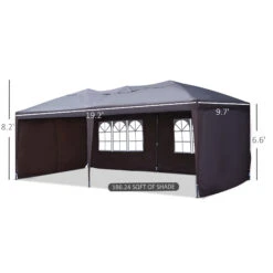 Outsunny 10' X 20' Pop Up Canopy Tent With 4 Sidewalls, Heavy Duty Tents For Parties, Outdoor Instant Gazebo With Carry Bag, For Outdoor, Garden, Patio, Coffee -Outsunny toM8e717f67e7b903