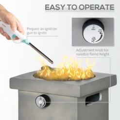 Outsunny Portable Outdoor Propane Fire Pit, Small Tabletop Fireplace, 10 Inch Square Gas Firebowl, 10,000 BTU, W/ Lava Rocks, CSA Certification, For Garden, Patio, Light Grey 13 Outsunny Portable Outdoor Propane Fire Pit, Small Tabletop Fireplace, 10 Inch Square Gas Firebowl, 10,000 BTU, W/ Lava Rocks, CSA Certification, For Garden, Patio, Light Grey -Outsunny tq188c183571b3746