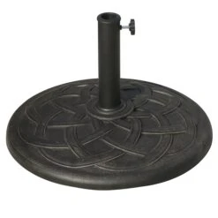 Outsunny 22" 42 Lbs Round Resin Umbrella Base Stand Market Parasol Holder With Beautiful Decorative Pattern & Easy Setup, For Φ1.5", Φ1.89" Pole, For Lawn, Deck, Backyard, Garden, Bronze