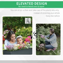 Outsunny 39" X 12" X 32" Metal Raised Garden Bed Planter Box With Durable Material & 3 Bottom Drain Holes, Dark Grey -Outsunny trja091831cd9c3d3