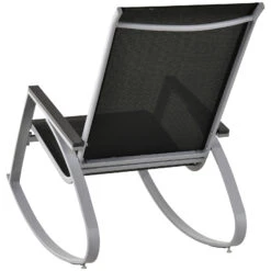 Outsunny Outdoor Modern Front Porch Patio Rocking Sling Chair - Black / Silver 22 Outsunny Outdoor Modern Front Porch Patio Rocking Sling Chair - Black / Silver -Outsunny tu2b3c18007bc17c7
