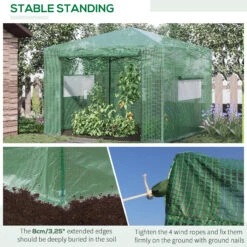 Outsunny 10' X 10' X 8' Portable Pop-up Walk-in Greenhouse With Roll-up Door & 2 Windows For Growing Flowers, Herbs, Vegetables -Outsunny tv5b10183caf7d793