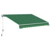 Outsunny 12' X 10' Retractable Awning Patio Awnings Sun Shade Shelter With Manual Crank Handle, 280g/m² UV & Water-Resistant Fabric And Aluminum Frame For Deck, Balcony, Yard, Green