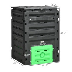 Outsunny Garden Compost Bin, 120 Gallon (450L) Garden Composter, BPA Free, With 80 Vents And 2 Sliding Doors, Lightweight & Sturdy, Fast Creation Of Fertile Soil, Black -Outsunny u6Sc17188c3b86bcc