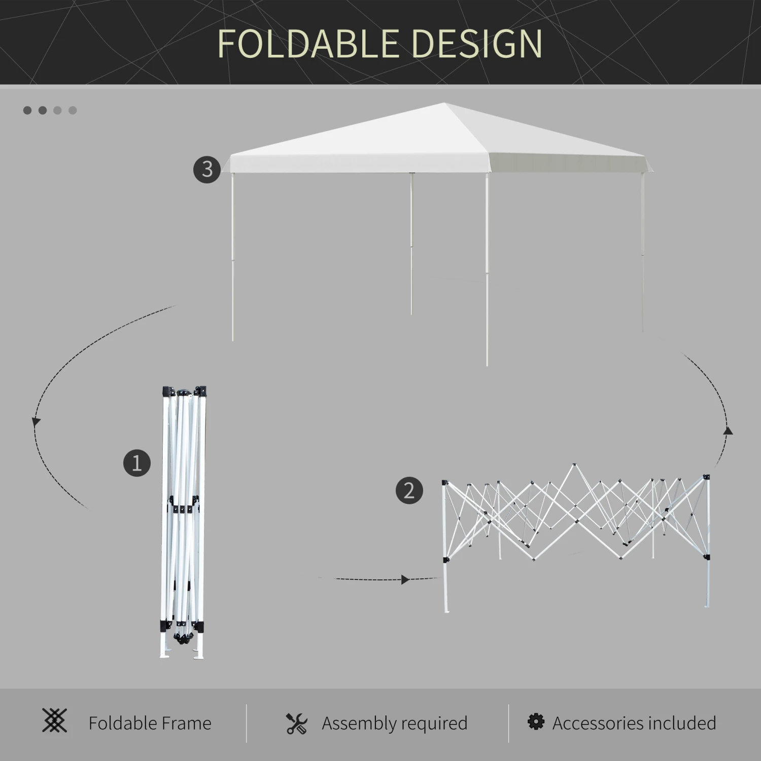 Outsunny 13' X 13' Pop Up Canopy Tent, Instant Sun Shelter, Tents For Parties, Height Adjustable, With Wheeled Carry Bag For Outdoor, Garden, Patio, Parties, White 4 Outsunny 13' X 13' Pop Up Canopy Tent, Instant Sun Shelter, Tents For Parties, Height Adjustable, With Wheeled Carry Bag For Outdoor, Garden, Patio, Parties, White - Image 4