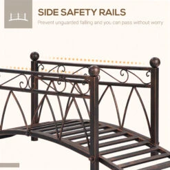 Outsunny 3.3' Classic Garden Bridge Metal Arch Zen Footbridge With Safety Siderails, Decorative Footbridge, Delicate Scrollwork & Corner Spheres For Stream, Fish Pond, Black -Outsunny uIDa0918062da8ed7