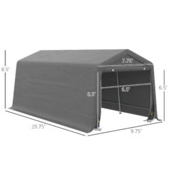 Outsunny 10' X 20' Carport Portable Garage, Heavy Duty Storage Tent, Patio Storage Shelter W/ Anti-UV PE Cover And Double Zipper Doors, For Motorcycle Bike Garden Tools -Outsunny uJmc17188526c58d9