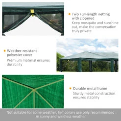Outsunny 20' X 10' Outdoor Party Tent Gazebo Wedding Canopy With Removable Mesh Sidewalls, Green -Outsunny uOM7561813ec2f5ba