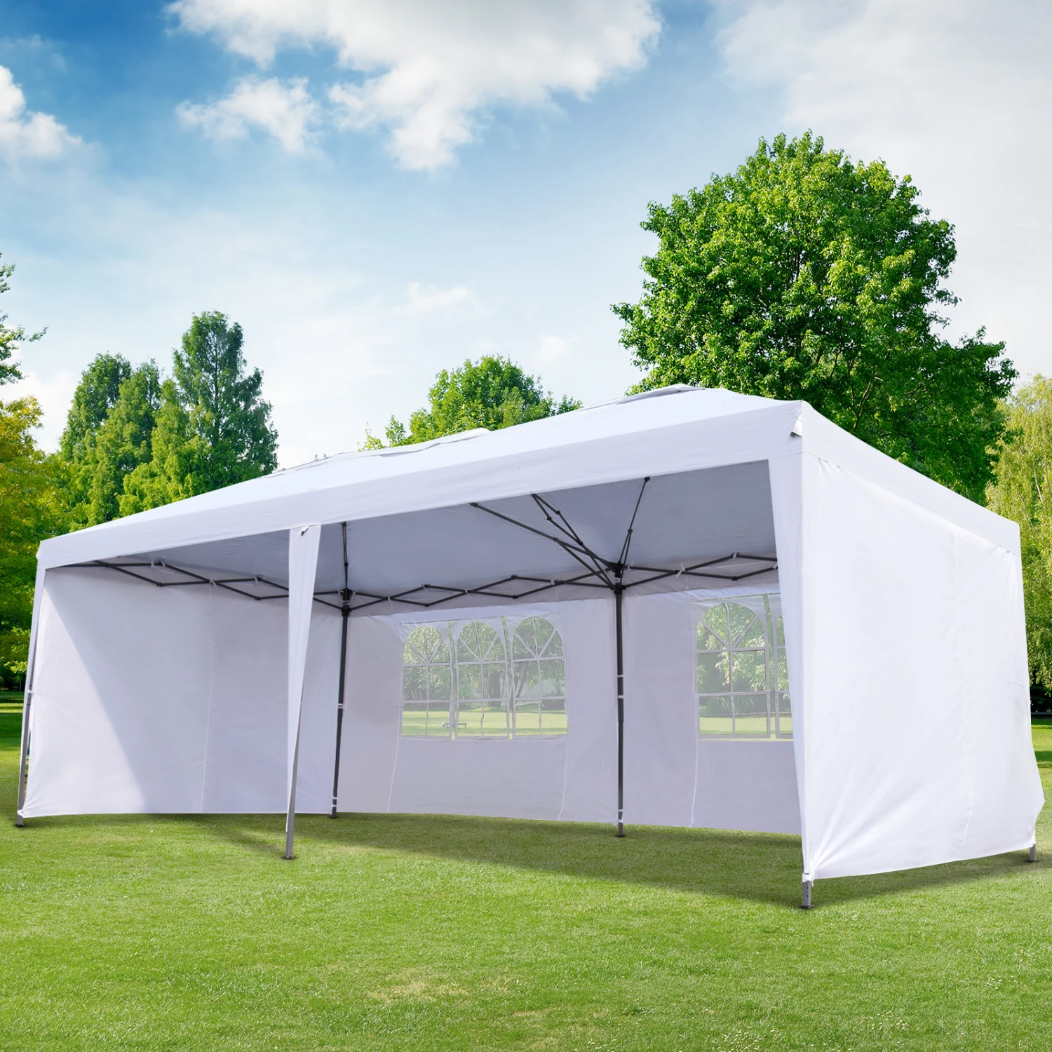 Outsunny 10' X 20' Pop Up Canopy Tent With 4 Sidewalls, Heavy Duty Tents For Parties, Outdoor Instant Gazebo With Carry Bag, For Outdoor, Garden, Patio, White 2 Outsunny 10' X 20' Pop Up Canopy Tent With 4 Sidewalls, Heavy Duty Tents For Parties, Outdoor Instant Gazebo With Carry Bag, For Outdoor, Garden, Patio, White - Image 2