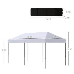 Outsunny 10' X 20' Pop Up Canopy Tent, Instant Sun Shelter, Tents For Parties, Height Adjustable, With Wheeled Carry Bag, For Outdoor, Garden, Patio, White -Outsunny uTFac817ed38df356