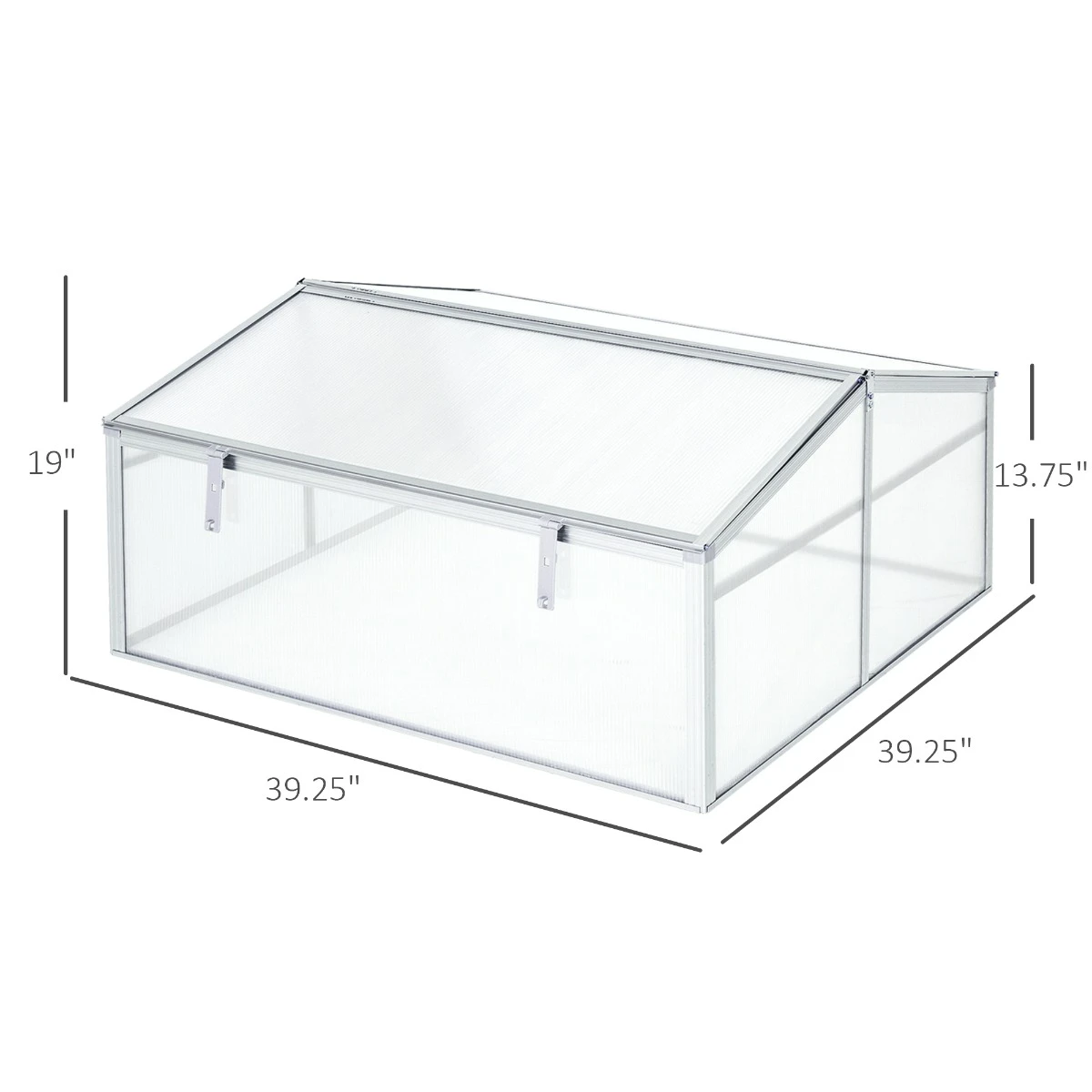 Outsunny 39" Aluminum Vented Cold Frame Mini Greenhouse Kit With Adjustable Roof, Polycarbonate Panels, & Strong Design 3 Outsunny 39" Aluminum Vented Cold Frame Mini Greenhouse Kit With Adjustable Roof, Polycarbonate Panels, & Strong Design - Image 3