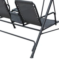 Outsunny 2 Person Porch Swing With Canopy, Covered Patio Swing With Pivot Storage Table, Cup Holder, & Adjustable Overhead Canopy, Grey -Outsunny ue1fc917f9b982e01