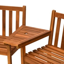 Outsunny Acacia Wood Outdoor Slatted Tete A Tete Bench Chair With Umbrella Hole -Outsunny uet42017f916700bf