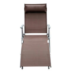 Outsunny Outdoor Folding Chaise Lounge Chair, Portable Lightweight Reclining Sun Lounger With 7-Position Adjustable Backrest & Pillow For Patio, Deck, And Poolside, Brown -Outsunny ufYfc918006e72cea