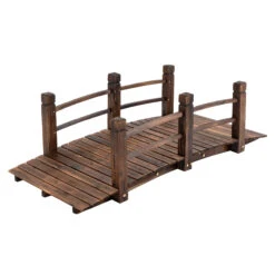 Outsunny 5 Ft Wooden Garden Bridge Arc Stained Finish Footbridge With Railings For Your Backyard, Stained Wood -Outsunny usFdaa17f7322c6b5
